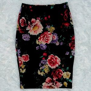 Floral Mid-length Pencil Skirt